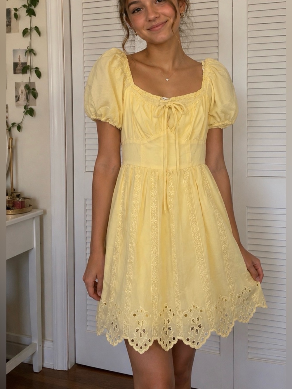 Blu Pepper Pale Yellow Smocked Bodice Dress